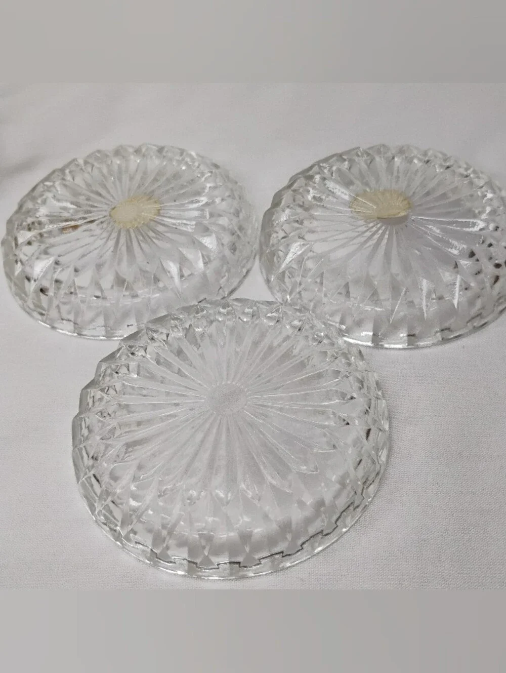 Vintage Bohemia Glass Czechoslovakian Crystal Coasters Set With Gold Plated Cart